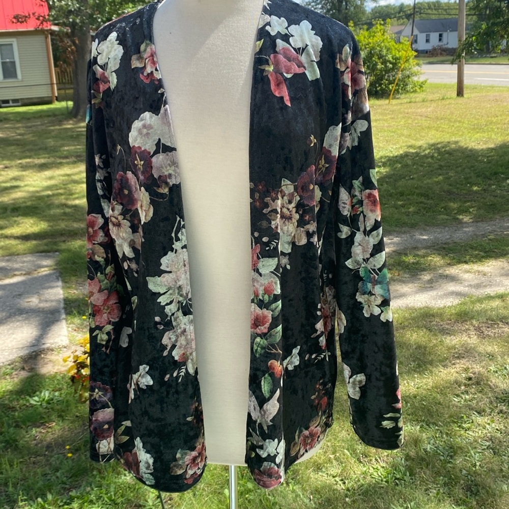 Velvety tunic length kimono